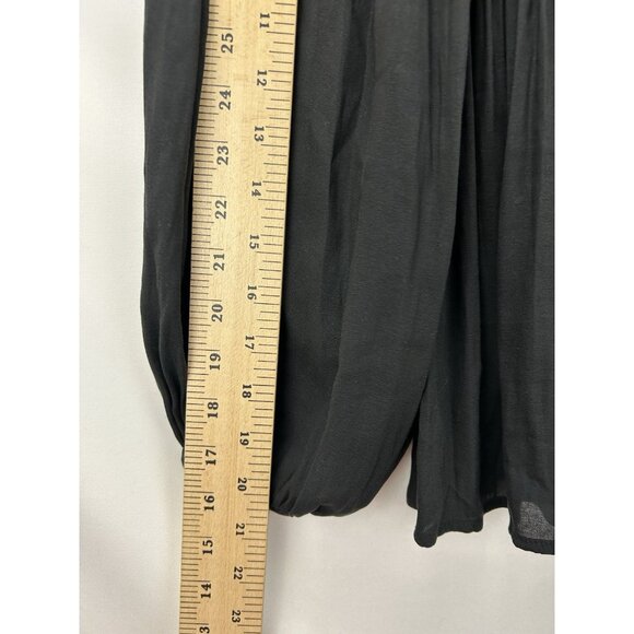 Free People Womens Blouse Medium Black Peasant Boho Top Crochet Lace Up Tunic - Picture 5 of 15